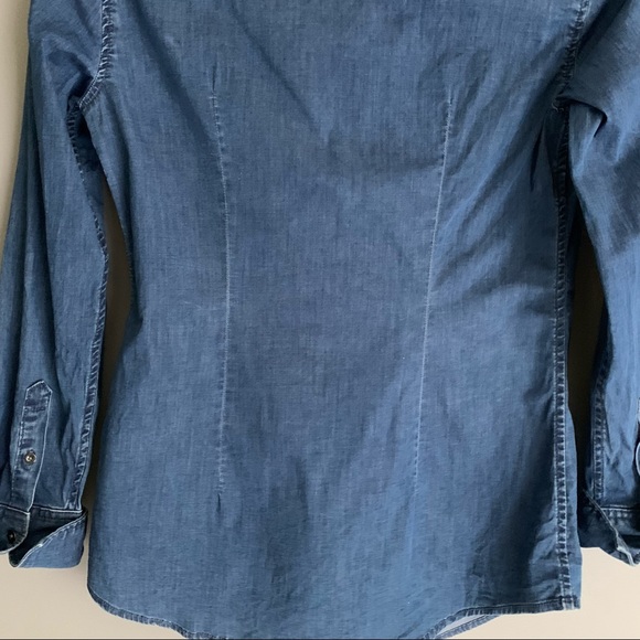 Banana Republic Long Sleeve Denim Riley Bow Top - Picture 7 of 7